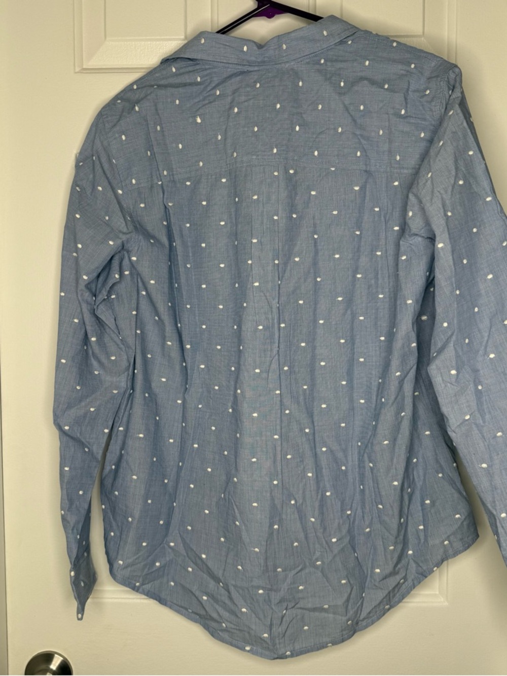 GAP Women’s Light Blue chambray Dot-Print Button-Down Shirt Large NWT - Picture 4 of 5